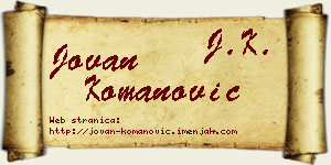Jovan Komanović vizit kartica